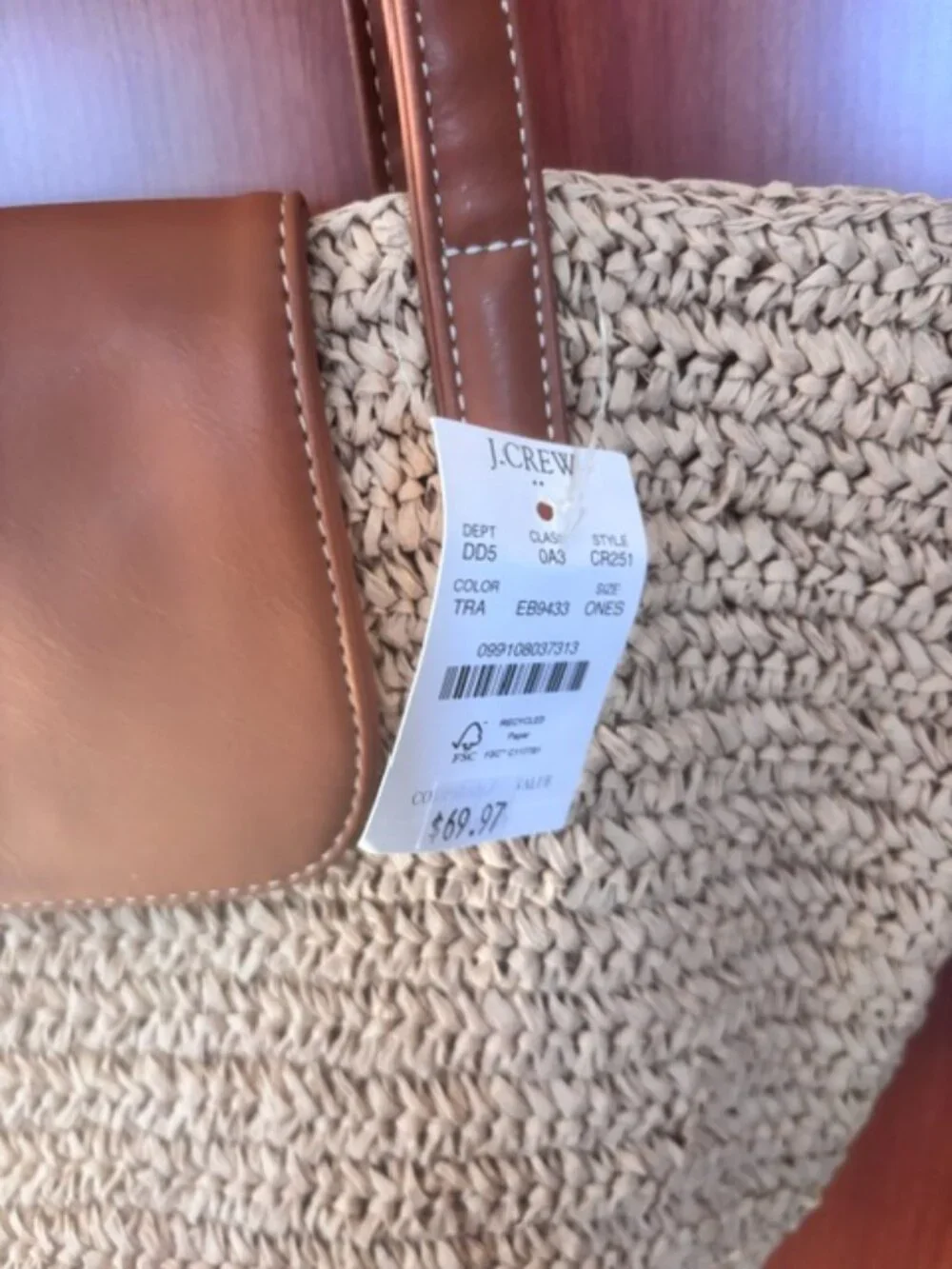 Brand New J.Crew Straw tote bag